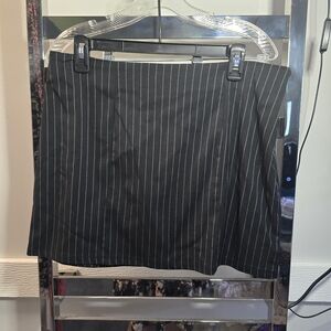 No Boundaries Black and White Striped Mini Skirt